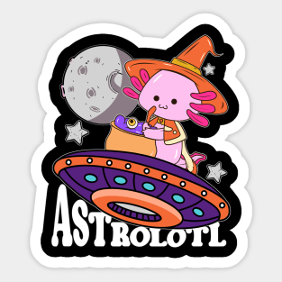 Astrolotl Axolotl Witch Halloween Astronauts Funny Axolotl Kawaii Sticker